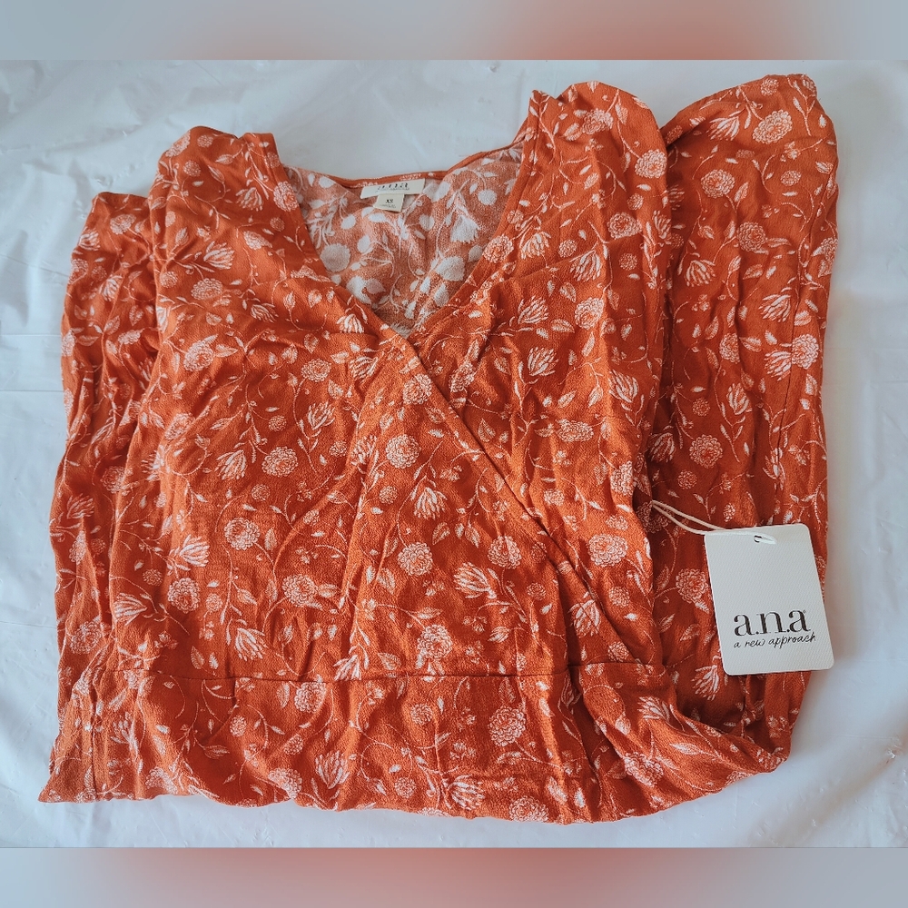 Fall Vibes Etched Floral Bombay Dress Size XS Long Elastic Sleeve, Elastic Waist - Picture 9 of 10